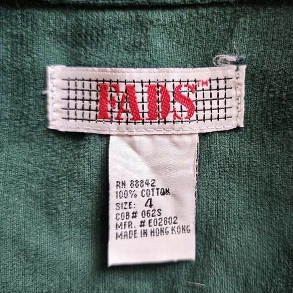 Vintage FADS green corduroy button-down granola girl teacher midi dress - Picture 8 of 8